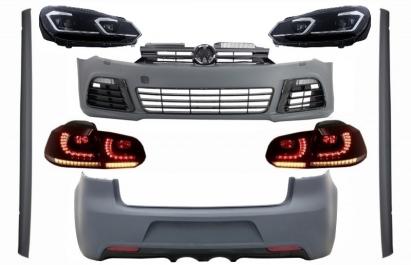 Pachet Complet Exterior VW Golf VI 6 MK6 (2008-2013) R20 Look cu Faruri LED si Stopuri Full LED Semnal Secvential Dinamic Performance AutoTuning