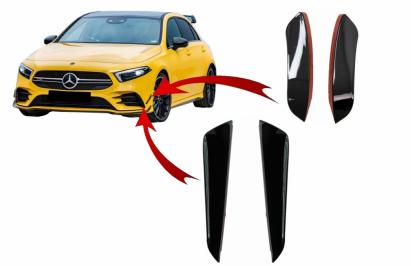 Kit Ornamente bara fata flapsuri MERCEDES A-Class W177 V177 (04.2018-up) A35 Design Negru Performance AutoTuning