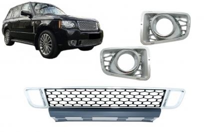 Grila Bara Fata cu Ornamente Proiectoare compatibila cu Land Range Rover Vogue III L322 (2010-2012) Autobiography Design Crom Performance AutoTuning