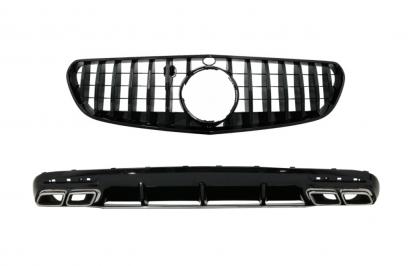 Difuzor Bara Spate cu Grila Neagra Centrala Fata Mercedes S-Class C217 Coupe (2014-2017) S63 GT-R Design Performance AutoTuning