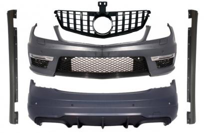 Pachet Exterior cu Grila Centrala Negru Lucios Mercedes C-Class W204 (2007-2014) Facelift C63 GT-R Panamericana Design Performance AutoTuning
