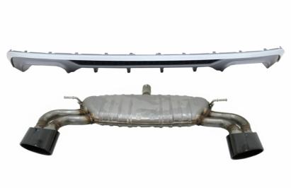 Difuzor Bara Spate cu Sistem de evacuare Negru AUDI A3 8V Facelift Hatchback Sportback (2016-2019) S3 Design pentru Bara Standard Performance AutoTuning