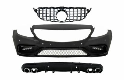 Bara Fata & Grila Crom Fara Camera si Difuzor cu ornamente evacuare MERCEDES C-Class W205 S205 (2014-2018) C63 Design Performance AutoTuning