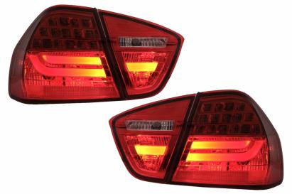 Stopuri LED Light Bar LCI Design BMW E90 Seria 3 Limuzina (2005-2008) Rosu Clar Performance AutoTuning
