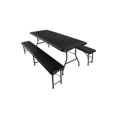 Set mobilier gradina/terasa, pliabil, 1 masa, 2 banci, negru, 180x74x74 cm/180x30x45 cm, Malatec GartenVIP DiyLine