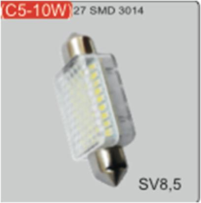 Bec cu LED sofit 27 SMD cu lentila 3D 11x39 ( set 2 buc ) 12V 85318 Automotive TrustedCars