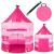 Cort de joaca pentru copii, tip castel, impermeabil, cu husa, model buline si coronite, roz, 105x135 cm, Isotrade GartenVIP DiyLine