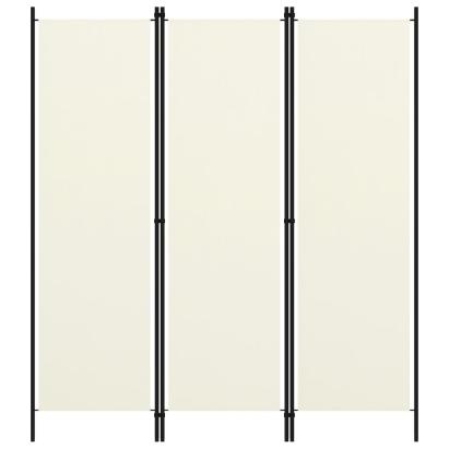 Paravan Separator de Camera din 3 Panouri Independente Crem/Alb, Dimensiuni 150x180 cm, Cadru Metal