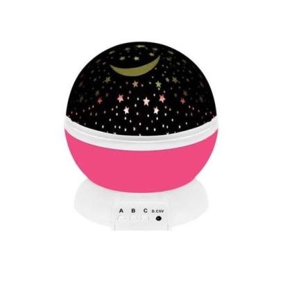 Lampa de noptiera cu proiector, pentru copii, cupola rotativa, roz, incarcare USB/4xAAA, 12.7x13.5 cm, Isotrade GartenVIP DiyLine
