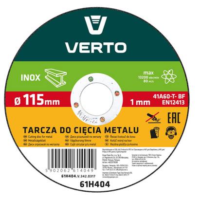 Disc debitare metal 115x22x1.0 mm VERTO 61H404 HardWork ToolsRange