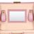 Cutie pentru bijuterii, MDF, piele ecologica si catifea, roz si bej, cu oglinda, 17.5x14x12.5 cm, Springos GartenVIP DiyLine