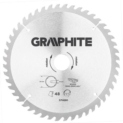 Panza ferastrau circular 48 dinti varfuri HM 216x30mm GRAPHITE 57H680 HardWork ToolsRange