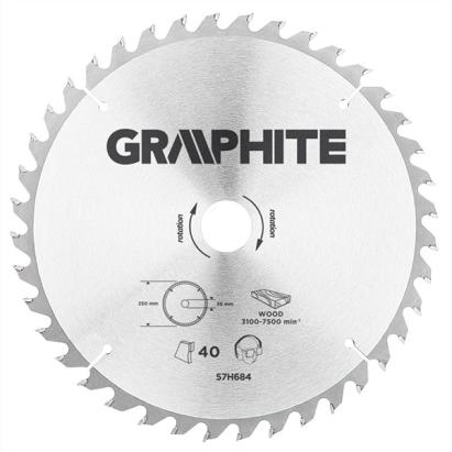 Panza ferastrau circular 40 dinti varfuri HM 250x30mm GRAPHITE 57H684 HardWork ToolsRange