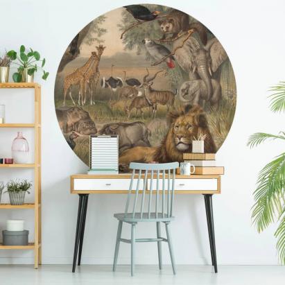 WallArt Tapet în formă de cerc „Animals of Africa”, 142,5 cm
