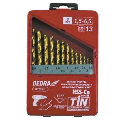 Burghiu pentru metal, HSS + cobalt + TiN, 135°, set 13 buc, Dedra GartenVIP DiyLine