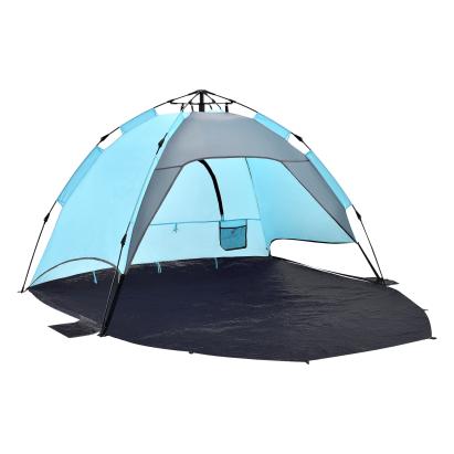Cort de Plaja sau Camping tip Pop-Up pentru 2 Persoane, Dimensiuni 215x135x140 cm, Albastru/Gri