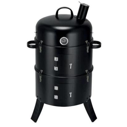 Gratar gradina, grill rotund, cu capac, 3 etaje, 44x78 cm, Smoker GartenVIP DiyLine