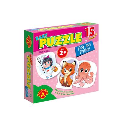 Puzzle educativ mega Box, Vulpita si prietenii, 15 imagini, +2 ani, Alexander Games EduKinder World