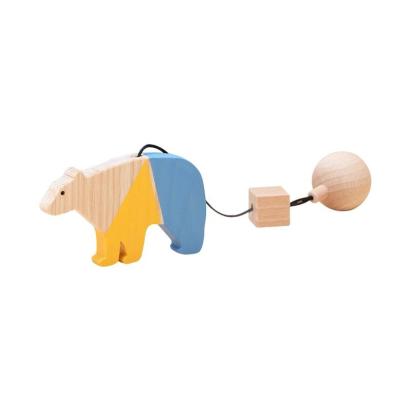 Jucarie Montessori din lemn, urs polar pentru centru activitati, portocaliu-albastru, Mobbli EduKinder World