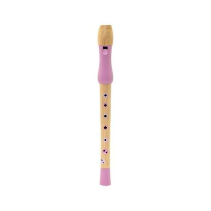 Flaut jucarie muzicala din lemn, roz, MAMAMEMO EduKinder World
