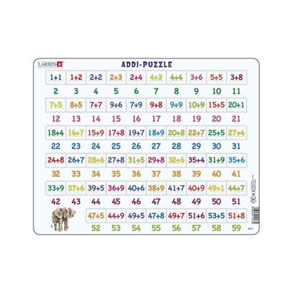 Puzzle maxi Numere intre 1 si 59 si adunari, orientare tip vedere, 58 de piese, Larsen EduKinder World
