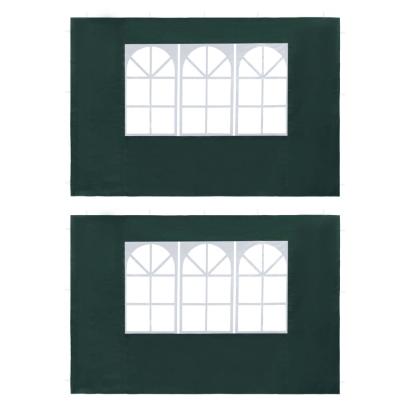 Set 2 buc Perete Lateral pentru Cort Pavilion cu Ferestre, Culoare Verde, Dimensiuni 300x195 cm