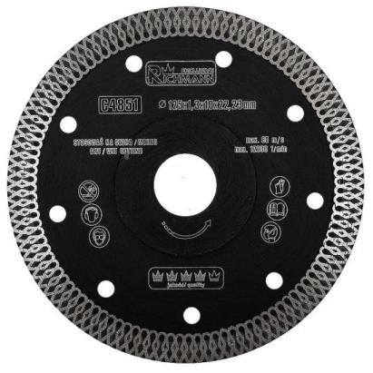 Disc diamantat turbo subtire, ceramica, taiere umeda si uscata, 125 mm/22.23 mm, Richmann Exclusive GartenVIP DiyLine