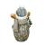 Decoratiune Craciun, ceramica, ren cu brad, LED, gri si alb, 3xAAA, 24.5x18x41.5 cm, Chomik GartenVIP DiyLine