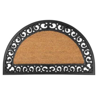 Covoras intrare, semirotund, guma, 75x45 cm, Ornament GartenVIP DiyLine