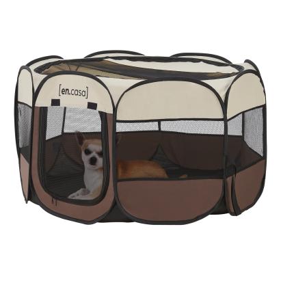 Tarc animale companie Telford 58 x 114 x 114 cm pliabil maro/crem [en.casa] HausGarden Leisure