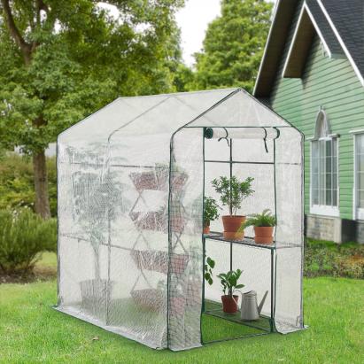 Solar gradina cu rafturi Oosterhout 120 x 186 x 190 cm transparent [en.casa] HausGarden Leisure