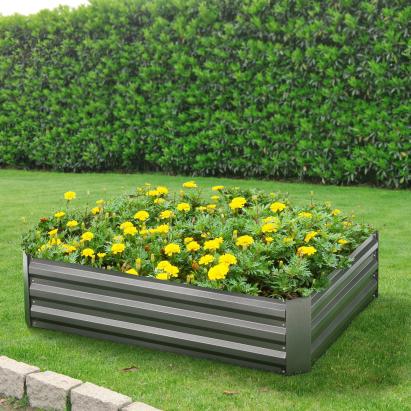 Jardiniera gradina Roermond 120 x 90 x 30 cm otel gri antracit [en.casa] HausGarden Leisure