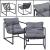 Set mobilier gradina Dallas masa banca fotoliu otel/textil negru/gri [casa.pro] HausGarden Leisure