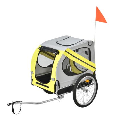 Remorca bicicleta transport caine Pet Joy 138 x 71 x 90 cm galben gri negru [pro.tec] HausGarden Leisure
