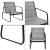 Set mobilier gradina Palencia HG  masa 2 scaune banca gri deschis/negru [en.casa] HausGarden Leisure