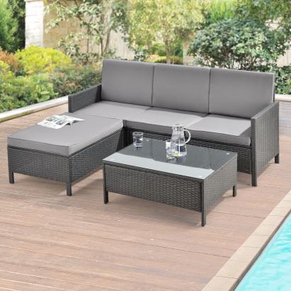 Set mobilier gradina ACRS-17025 canapea taburet masa ratan sintetic [en.casa] HausGarden Leisure