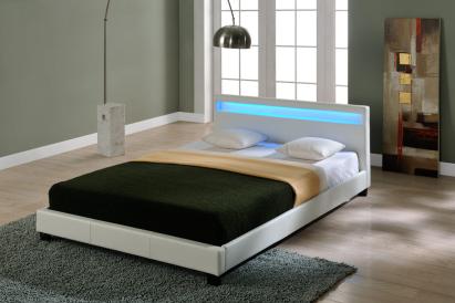 Pat dormitor Lana16 tapitat cu LED 180x200cm alb Corium HausGarden Leisure