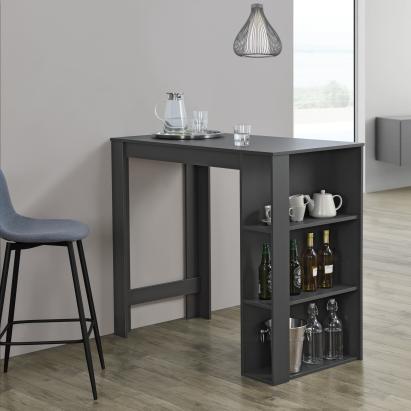 [en.casa] Masa bar Danderyd DG, 120 x 60 x 105,5 cm, PAL melaminat, gri inchis, cu trei rafturi HausGarden Leisure