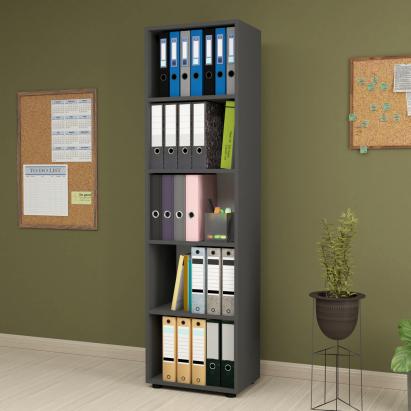 Bücherregal Vara 178x49x30cm Anthrazit [en.casa] HausGarden Leisure