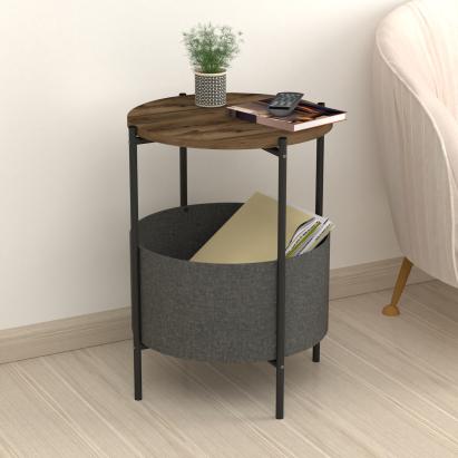 Beistelltisch Hofors 60x43cm Anthrazit / Eichenoptik, antik [en.casa] HausGarden Leisure