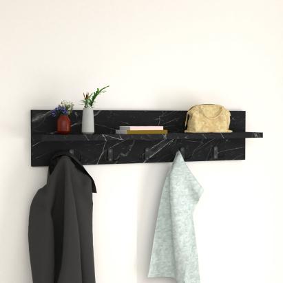 Wandgarderobe Hammarö 80x11x18cm Marmoroptik, schwarz [en.casa] HausGarden Leisure