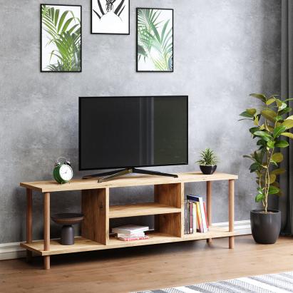 Fernsehtisch Ærøskøbing mit 2 Ablagefächern 43 x 120 x 29 cm Holzoptik [en.casa] HausGarden Leisure