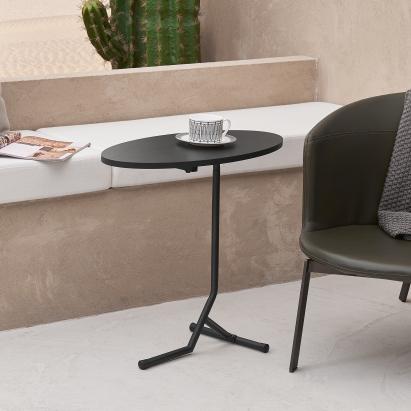 Masuta living Karlebo negru blat oval [en.casa] HausGarden Leisure