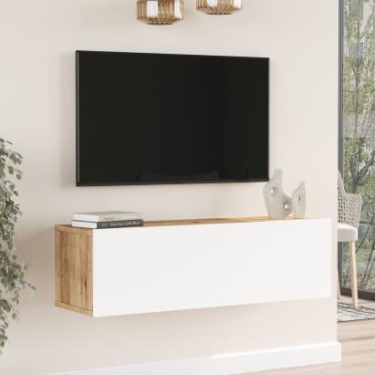 Comoda TV Lapinlahti 29,5x100x31,5cm stejar rustic alb  [en.casa] HausGarden Leisure