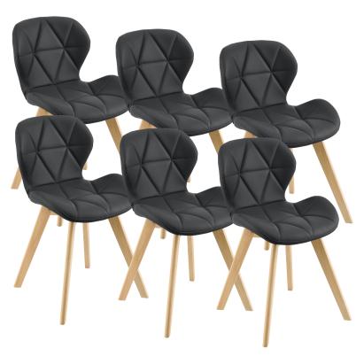 Set 6 scaune de bucatarie Almhult 81 x 57 x 49 cm imitatie piele lemn de fag negru [en.casa] HausGarden Leisure