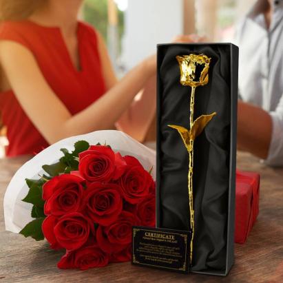 Trandafir placat cu aur 24k StarHome GiftGalaxy