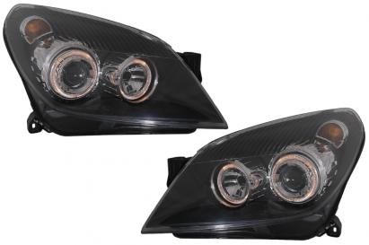 Faruri Opel Astra H (03.2004-2009) Angel Eyes Negru Performance AutoTuning
