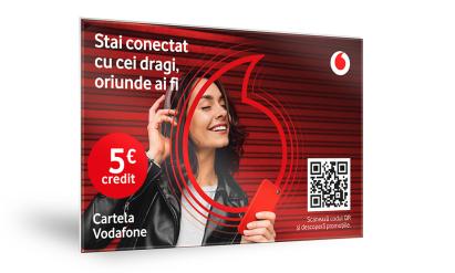 Cartela Prepay Vodafone, credit 5 Euro, cartela sim cu număr AutoProtect KeyCars