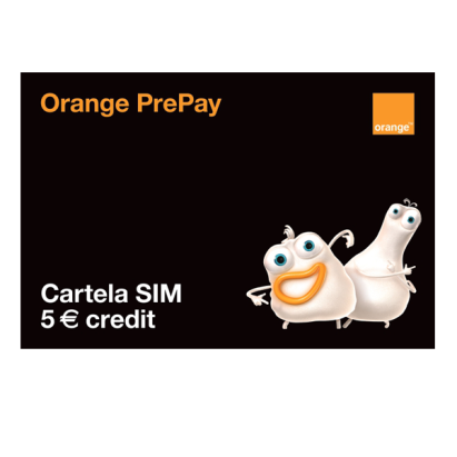 Cartela Prepay Orange, credit 5EUR, cartela sim cu număr AutoProtect KeyCars