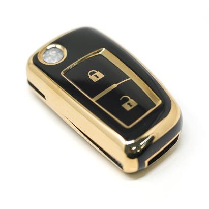 Husa Cheie Briceag Nissan 2 Butoane, Tpu, Negru cu contur auriu AutoProtect KeyCars